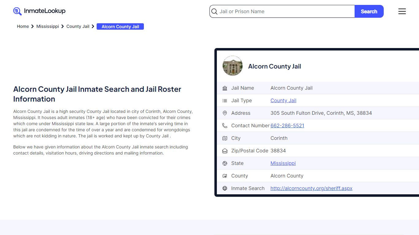 Alcorn County Jail Inmate Search, Jail Roster, Bookings, Arrests ...