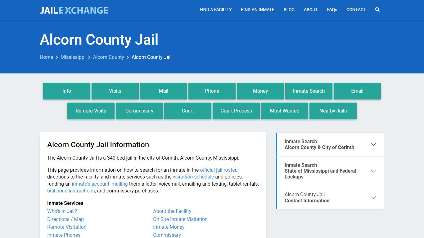 Alcorn County Jail, MS Inmate Search, Information